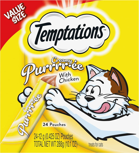 Creamy Puree Squeezable Lickable Wet Cat Treats with Chicken, 0.42 Oz. Tubes, 24 Count