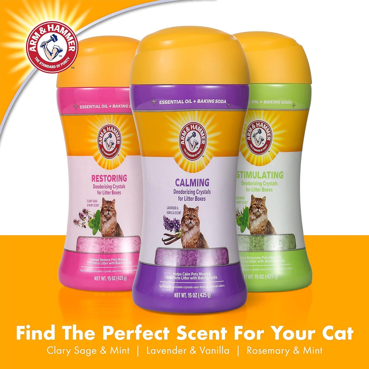 Restoring Cat Litter Box Deodorizing Crystals, Clary Sage & Mint Scent - Cat Smell Eliminator for Home, Odor Control, Cat Litter Crystals, Cat Essentials, 15 Ounce