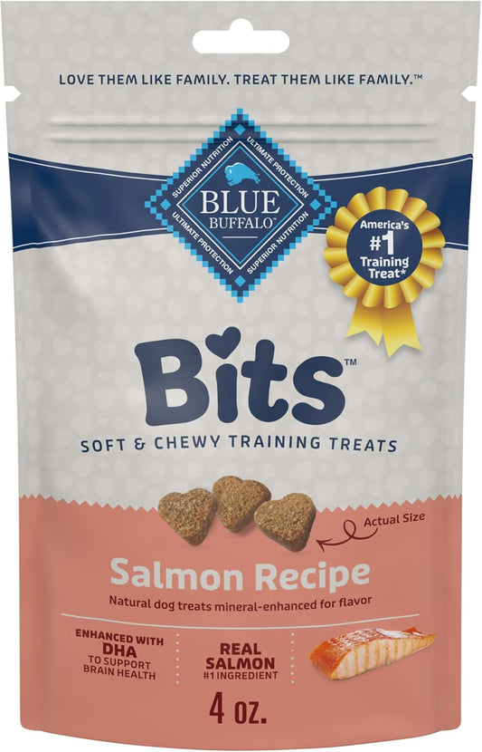 Bits Soft Dog Treats for Training, Made with Natural Ingredients & Enhanced with DHA, Salmon Recipe, 4-Oz Bag