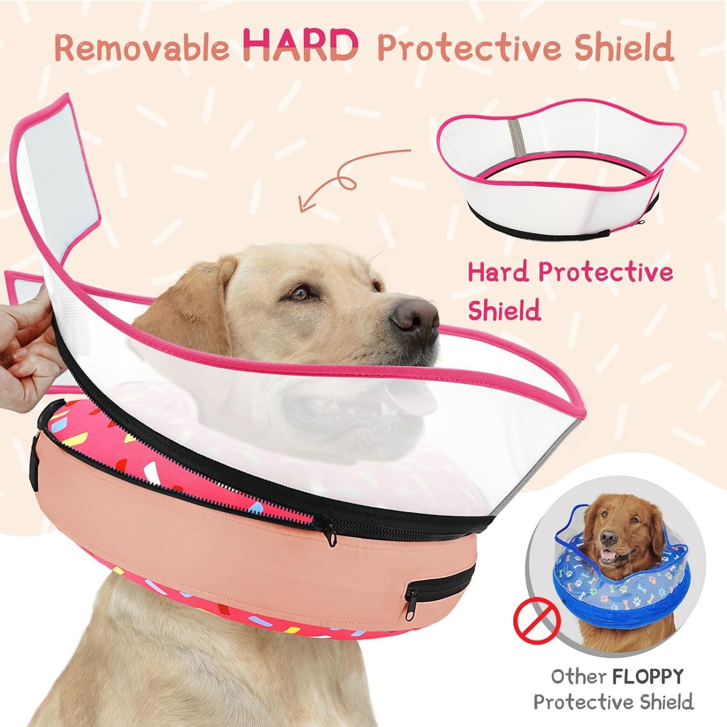 Raised Inflatable Dog Cone Collar to Stop Licking, Soft Dog Cone Alternative after Surgery, Doggie Neck Donut Collar for Small Medium Large Dogs