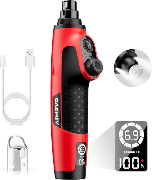 Smart 6-Speed Dog Nail Grinder - 50% More Power Pet Nail Grinder with 2 LED Lights Quiet Rechargeable Electric Dog Nail Trimmers File Toenail Grinder for Large Medium Small Dogs & Cats (Red)