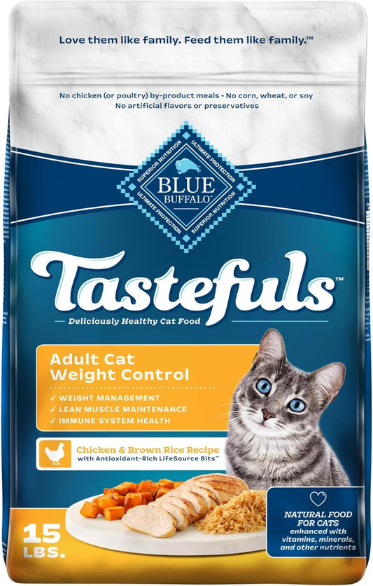 Tastefuls Natural Food for Adult Cats, Weight Control, 15-Lb. Bag