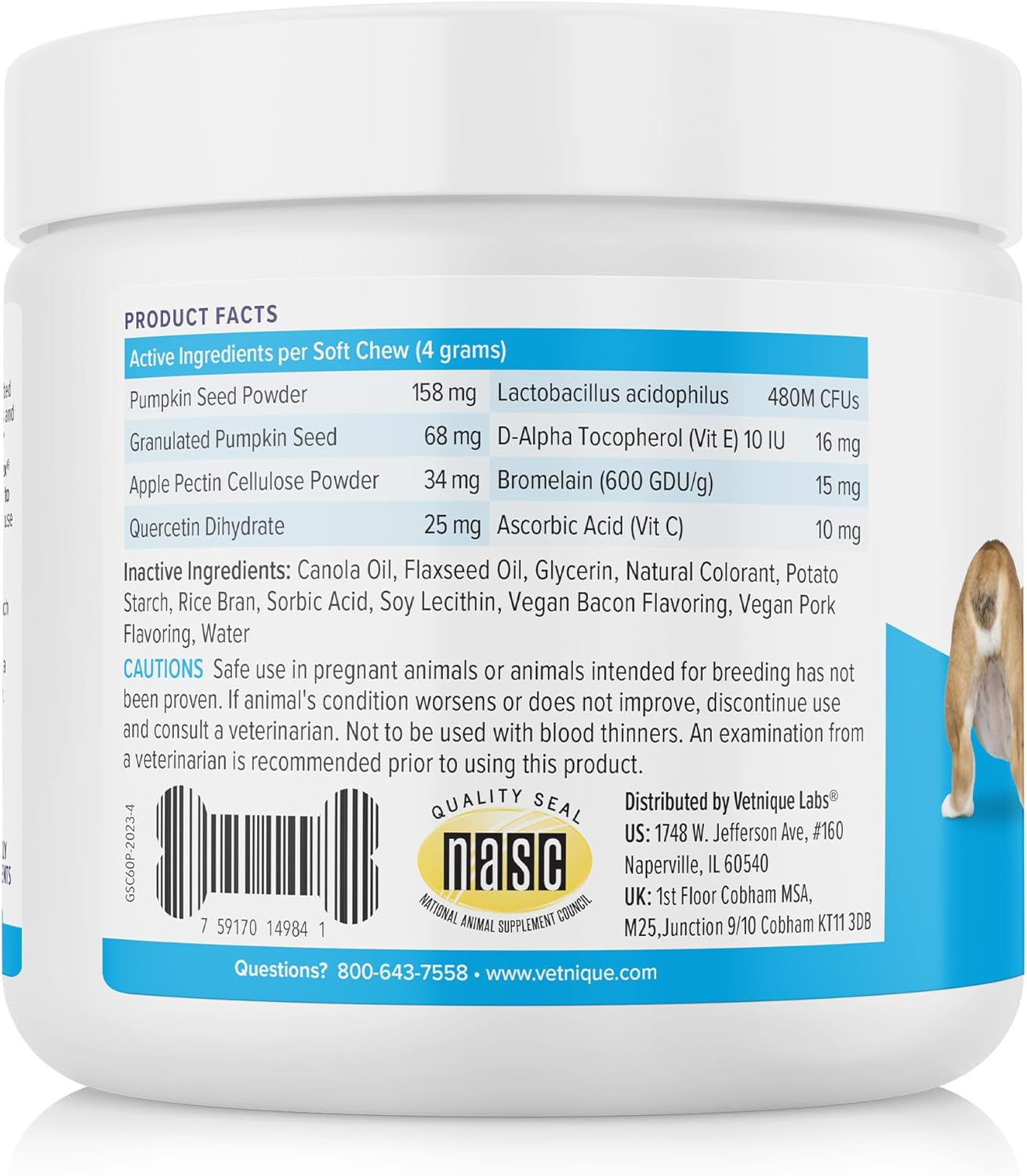 Labs Glandex Anal Gland Soft Chew Treats with Pumpkin for Dogs Digestive Enzymes, Probiotics Fiber Supplement for Dogs Boot the Scoot (Pork Liver Chews, 60 Count)