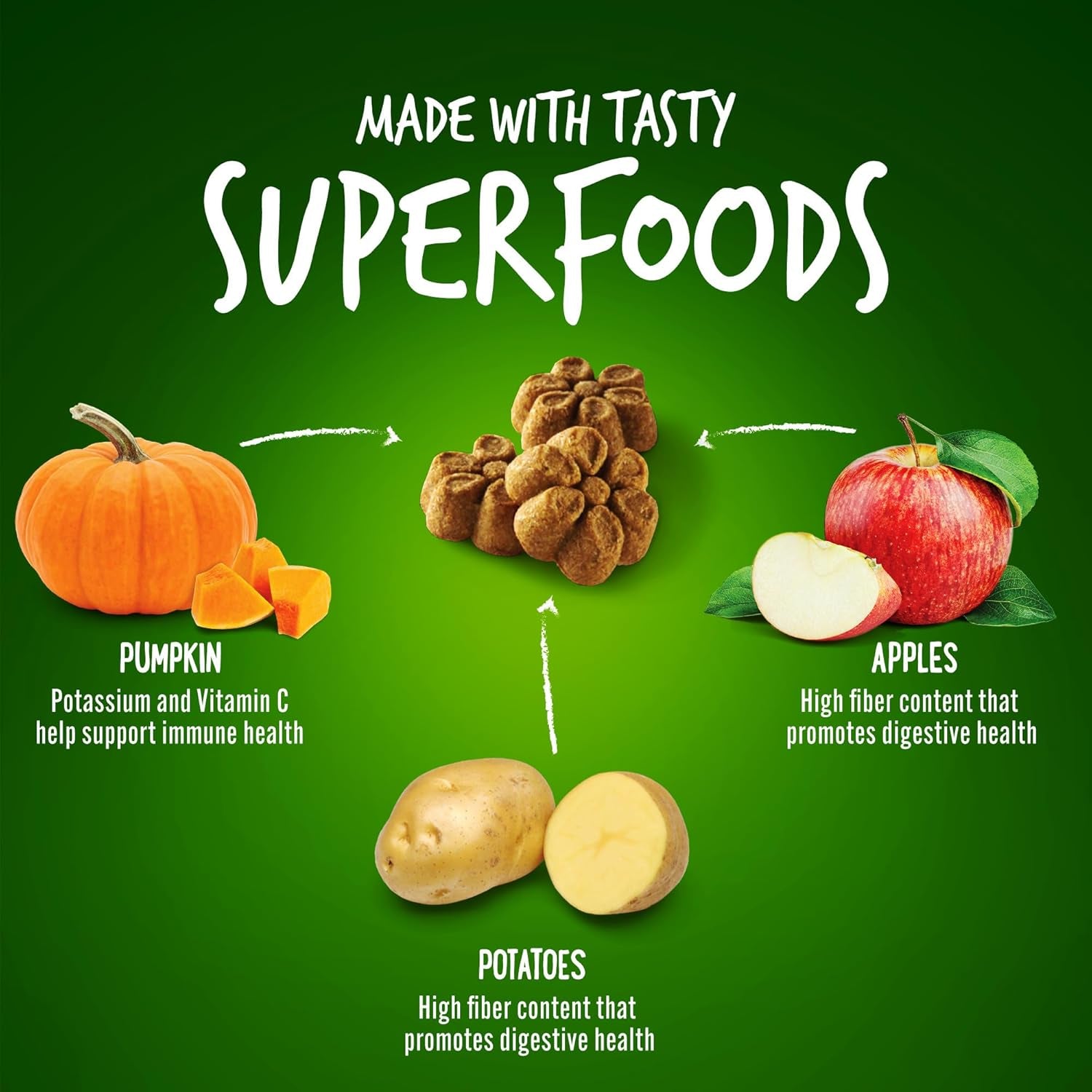 Healthy Dog Treats Pumpkin & Apple | Made with Pumpkin for Dogs | Low Calorie Treats for Dogs | 12 Ounces, White
