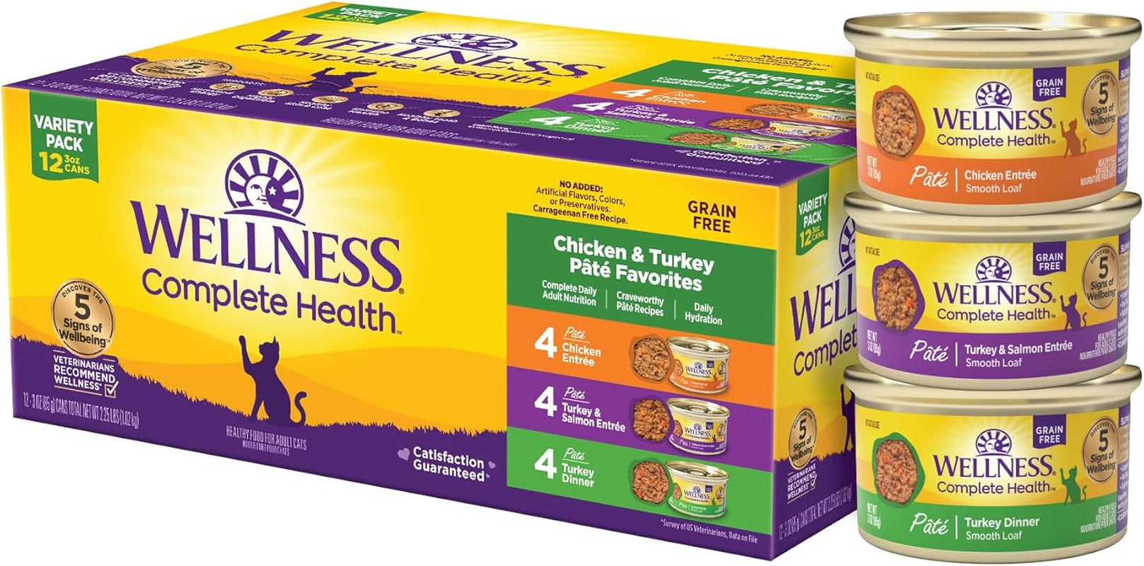 Complete Health Pate Adult Wet Cat Food, Natural, Protein-Rich, Grain Free, 3 Ounce, 12 Pack, (Chicken & Turkey Favorites Variety Pack)