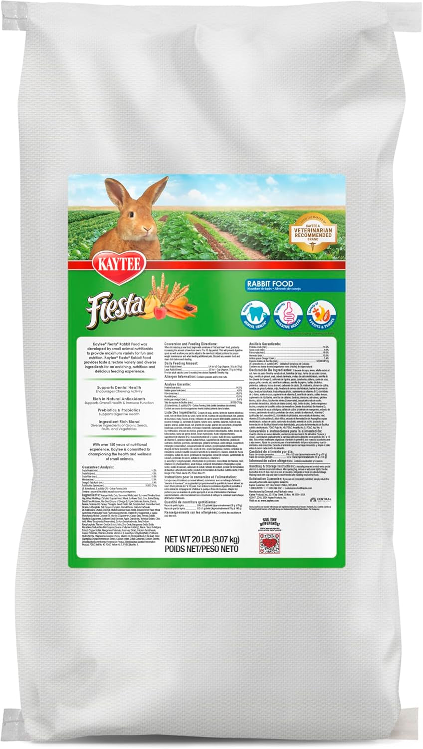 Fiesta Rabbit Food, Nutritious and Fun Blend, Supports Dental Health and Digestion, 20 Pounds