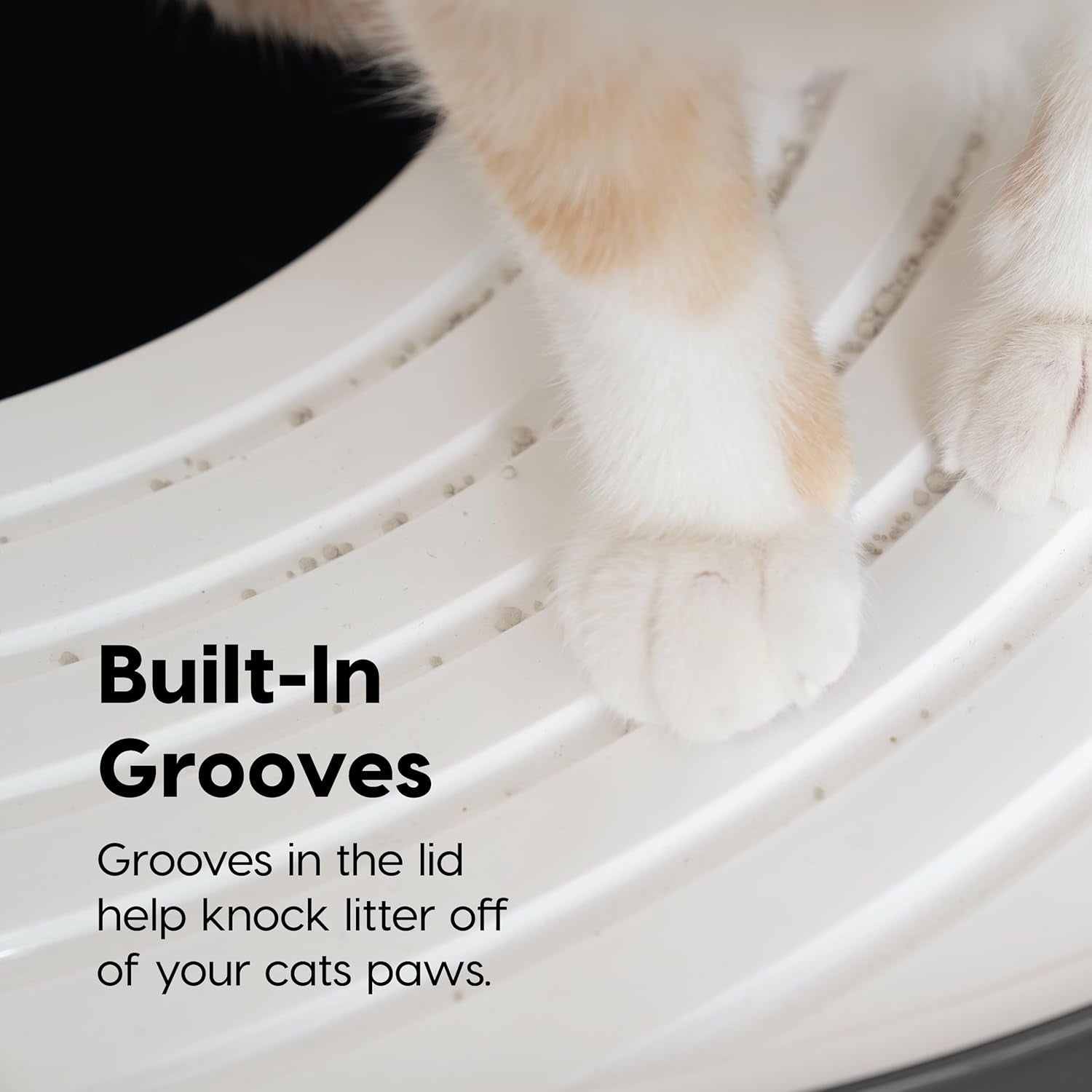 Cat Litter Box, Large Top Entry with Litter Catching Lid and Scoop, Dog Proof, Cat Box Enclosure, Dark Gray/White