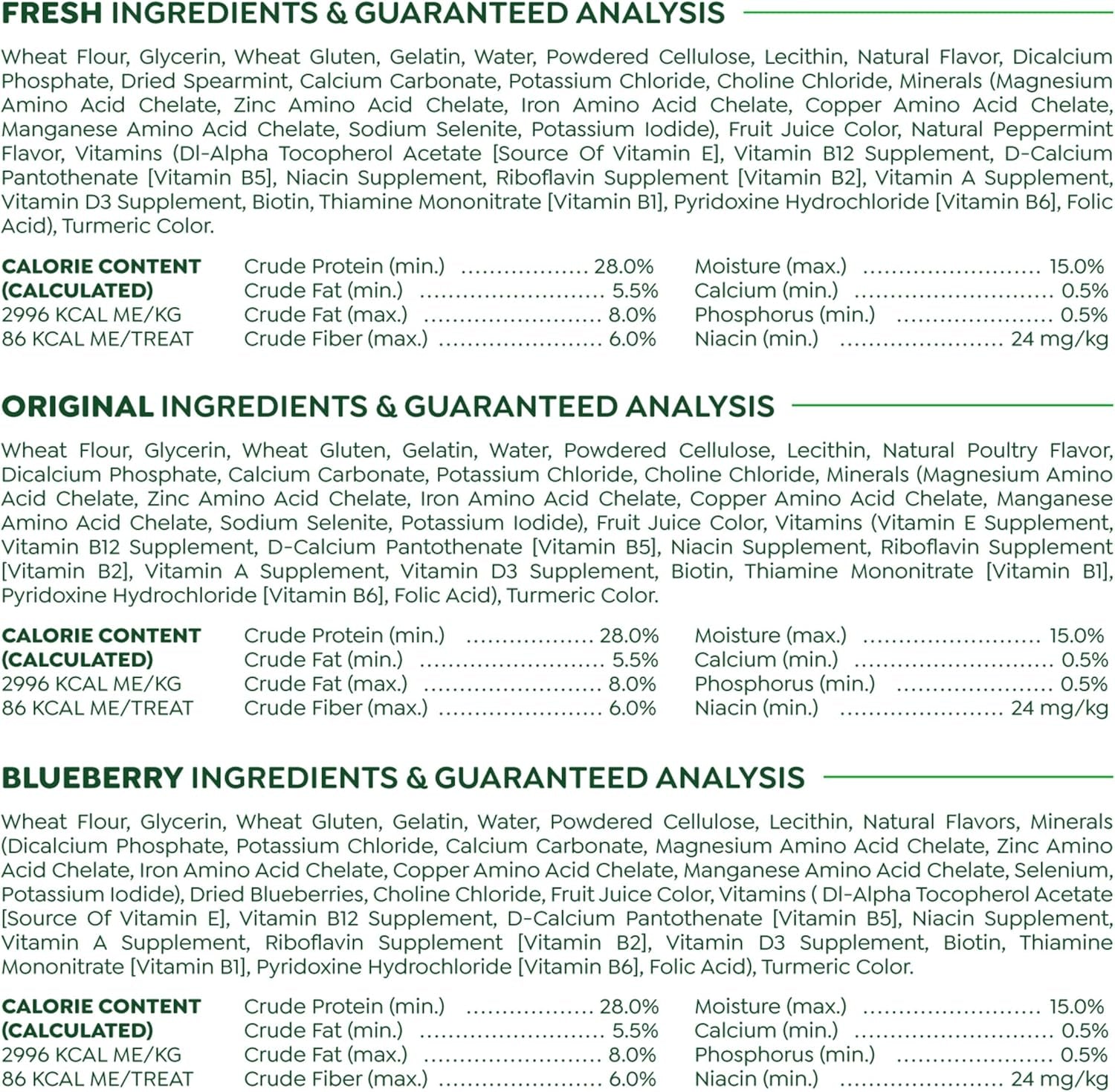 Regular Dental Dog Treats, 3-Flavor Variety Pack, (3) 12 Oz. Pouches, 36 Total Treats