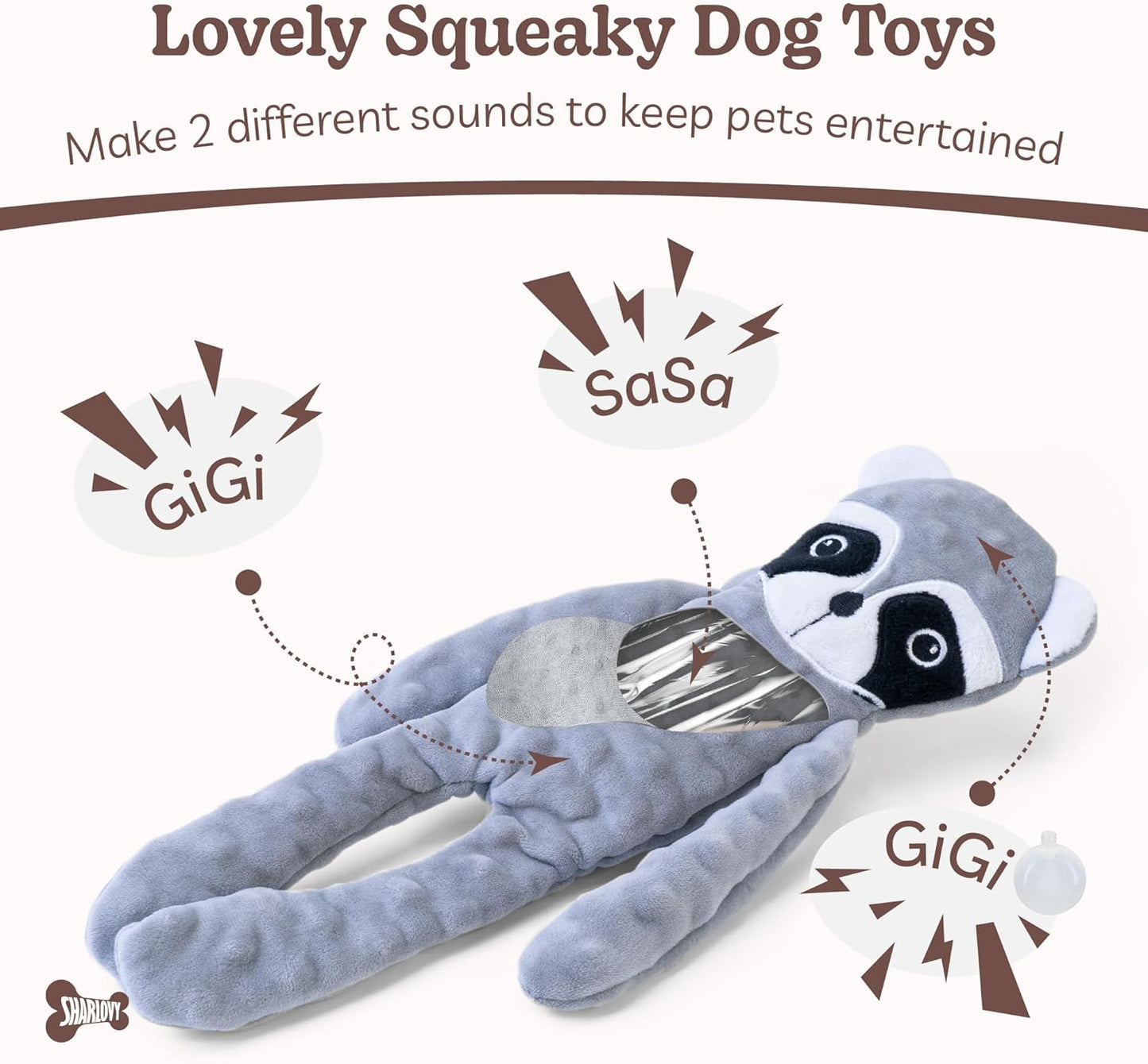 No Stuffing Dog Toys Squeaky for Large Dogs, Crinkle Puppy Teething Toys to Keep Them Busy, Plush Interactive Doggie Long Lasting Chews for Aggressive Chewers