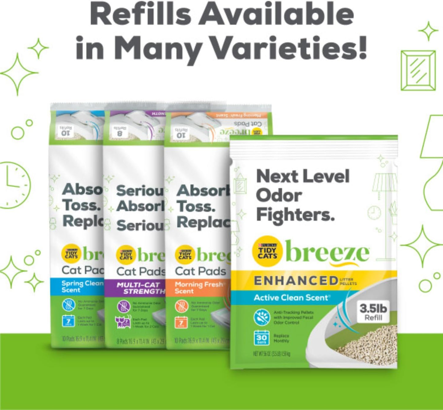 Purina  Litter, Breeze Litter Pellets to Be Used with Breeze Litter System, Prevents Dust and Tracking, 3.5 LB Each (Pack of 2)