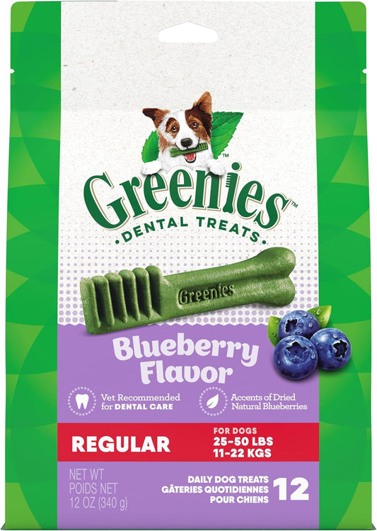 Regular Dental Dog Treats, Blueberry Flavor, 12 Oz. Pack (12 Treats)