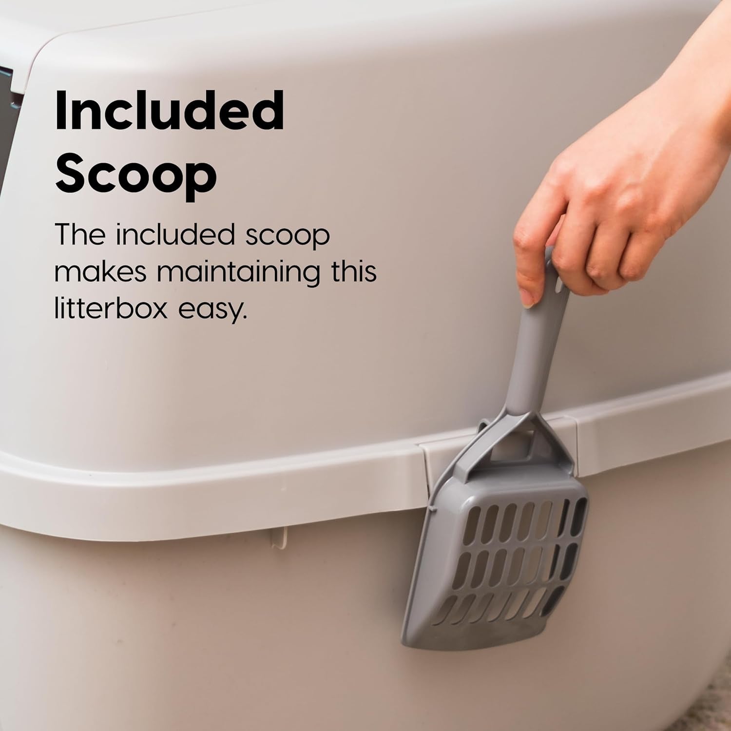 USA Jumbo Enclosed Cat Litter Box with Front Door Flap and Scoop, Covered Kitty Litter Box with Handle and Buckles for Portability and Privacy, Gray