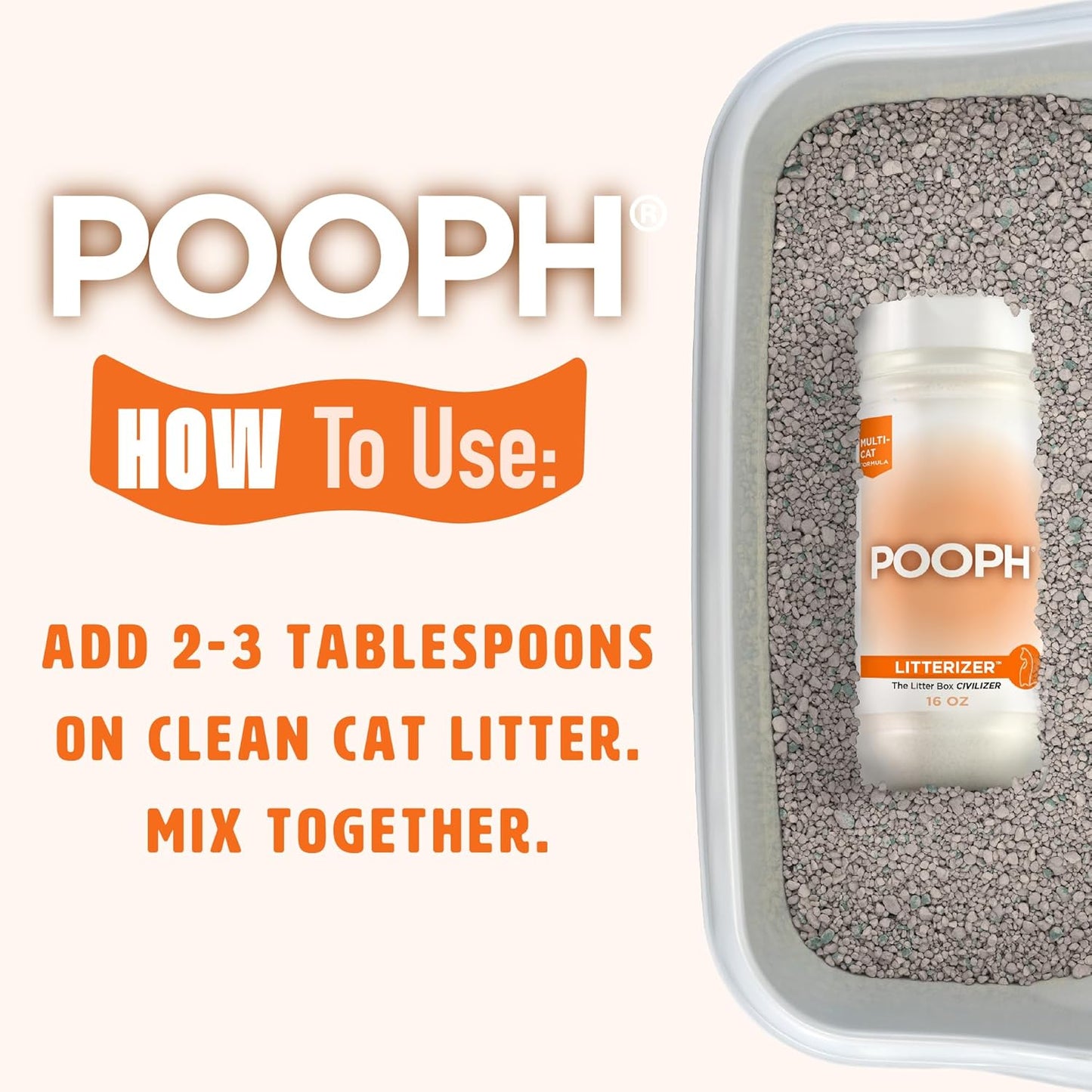 LITTERIZER – Litter Box Deodorizer – Eliminates Odors Instantly – Helps Reduce Litter Use – Safe & Fragrance-Free – 1 Bottle