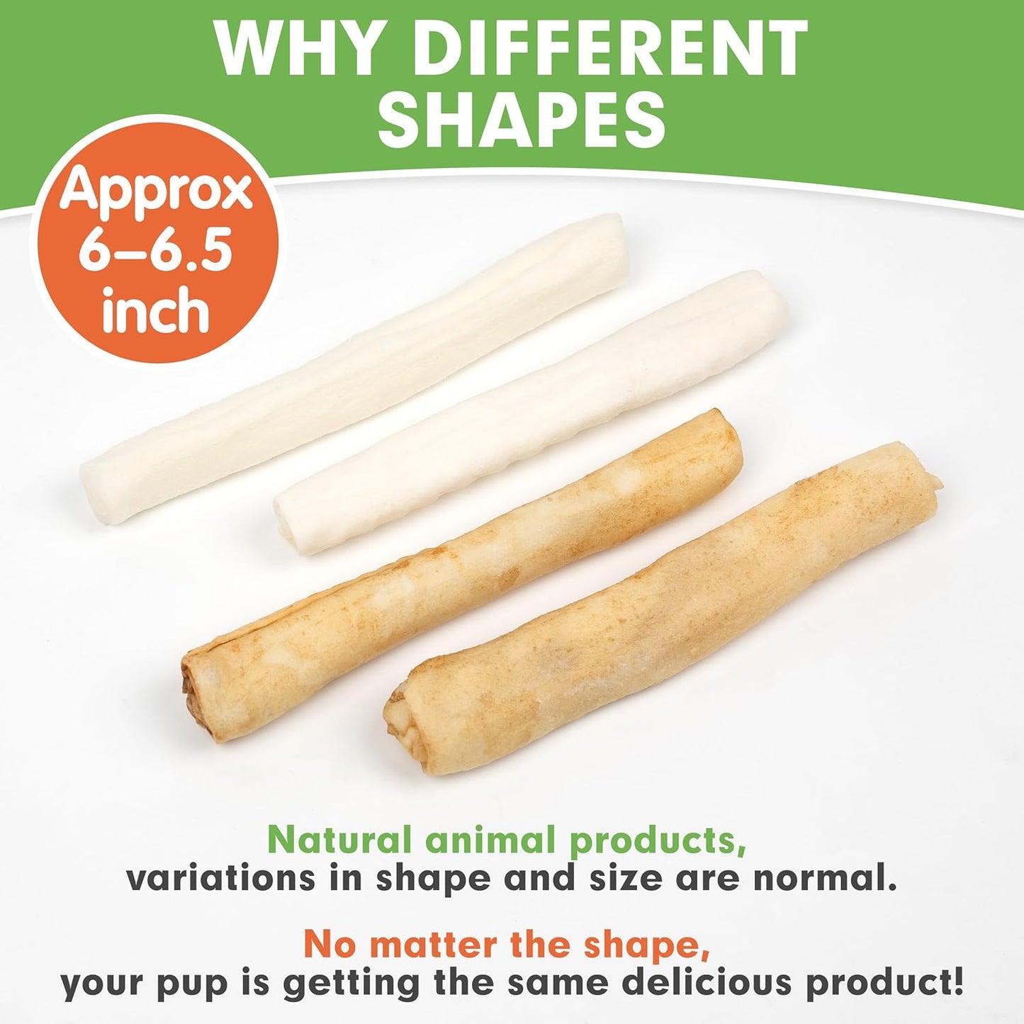 Dog Rawhide Rolls Twist Sticks Chew Treats Natural Flavor 6.5 Inch 40 Count for Puppy and Small Dogs