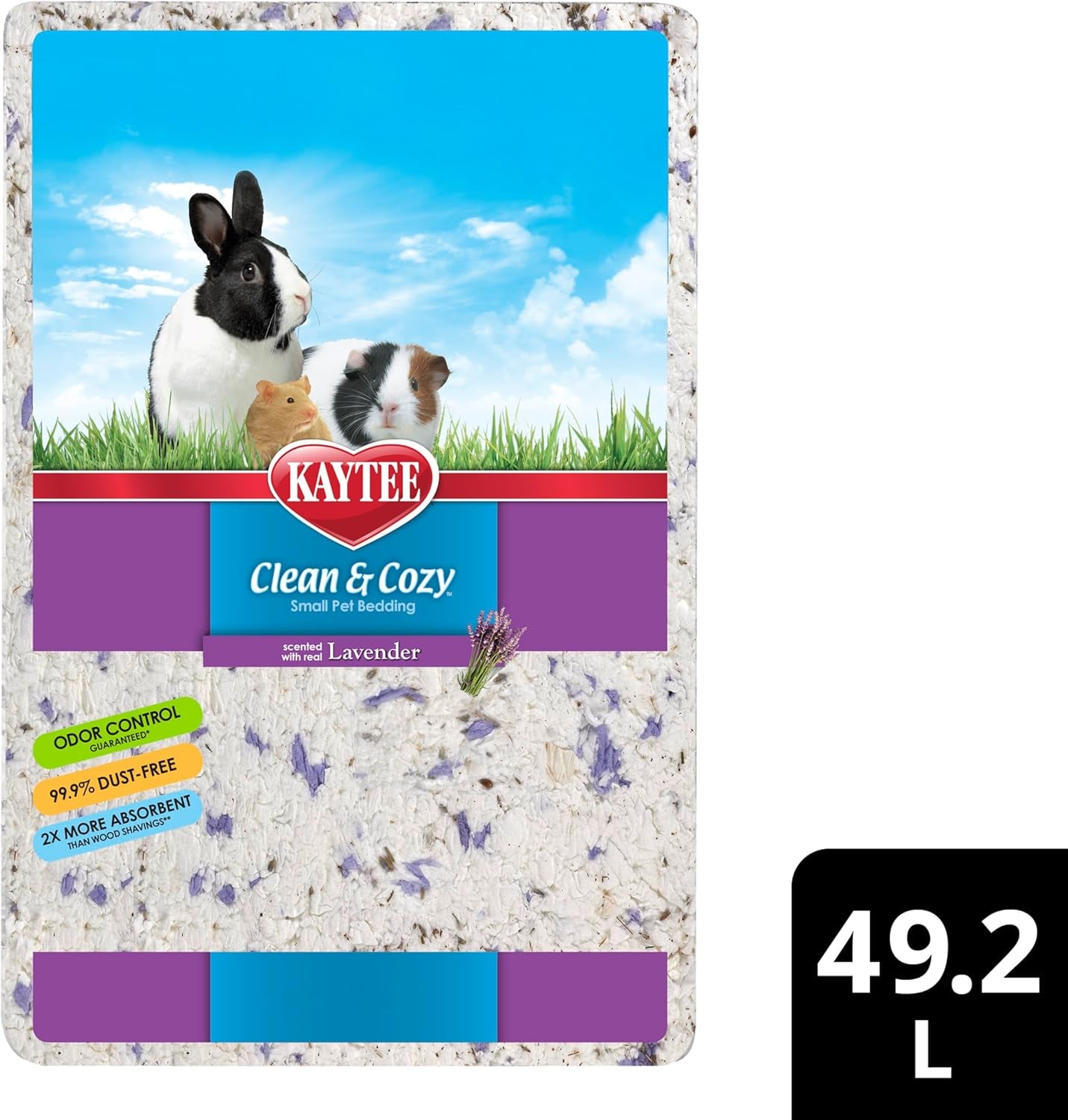 Clean & Cozy Lavender Bedding for Pet Guinea Pigs, Rabbits, Hamsters, Gerbils, and Chinchillas, 49.2 Liters
