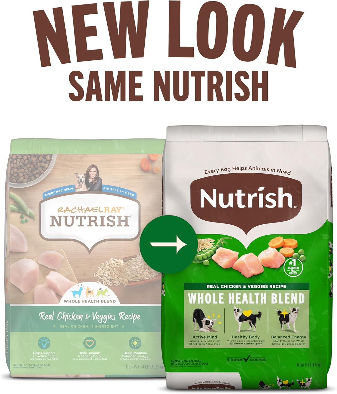 Dry Dog Food, Real Chicken & Veggies Recipe Whole Health Blend for Adult Dogs, 40 Lb. Bag, Packaging May Vary (Formerly Rachael Ray)