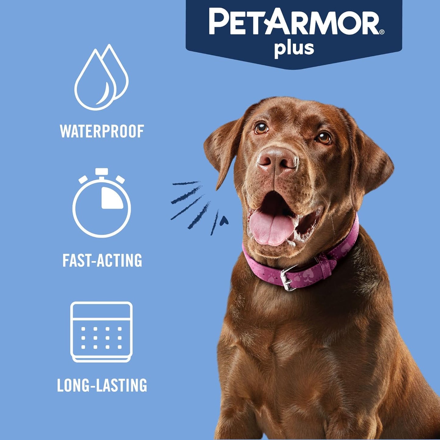 plus Flea and Tick Prevention for Dogs, Dog Flea and Tick Treatment, 3 Doses, Waterproof Topical, Fast Acting, Large Dogs (45-88 Lbs)