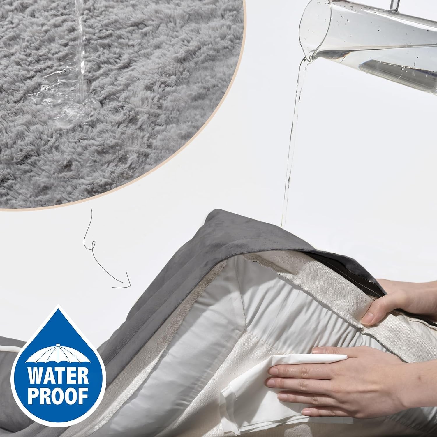 Orthopedic Dog Bed for Extra Large Dogs 42X30 Inch, Waterproof Egg Crate Foam XL Pet Bed with Removable Bolsters, Dog Couch with Washable Cover & Non-Slip Bottom, Grey