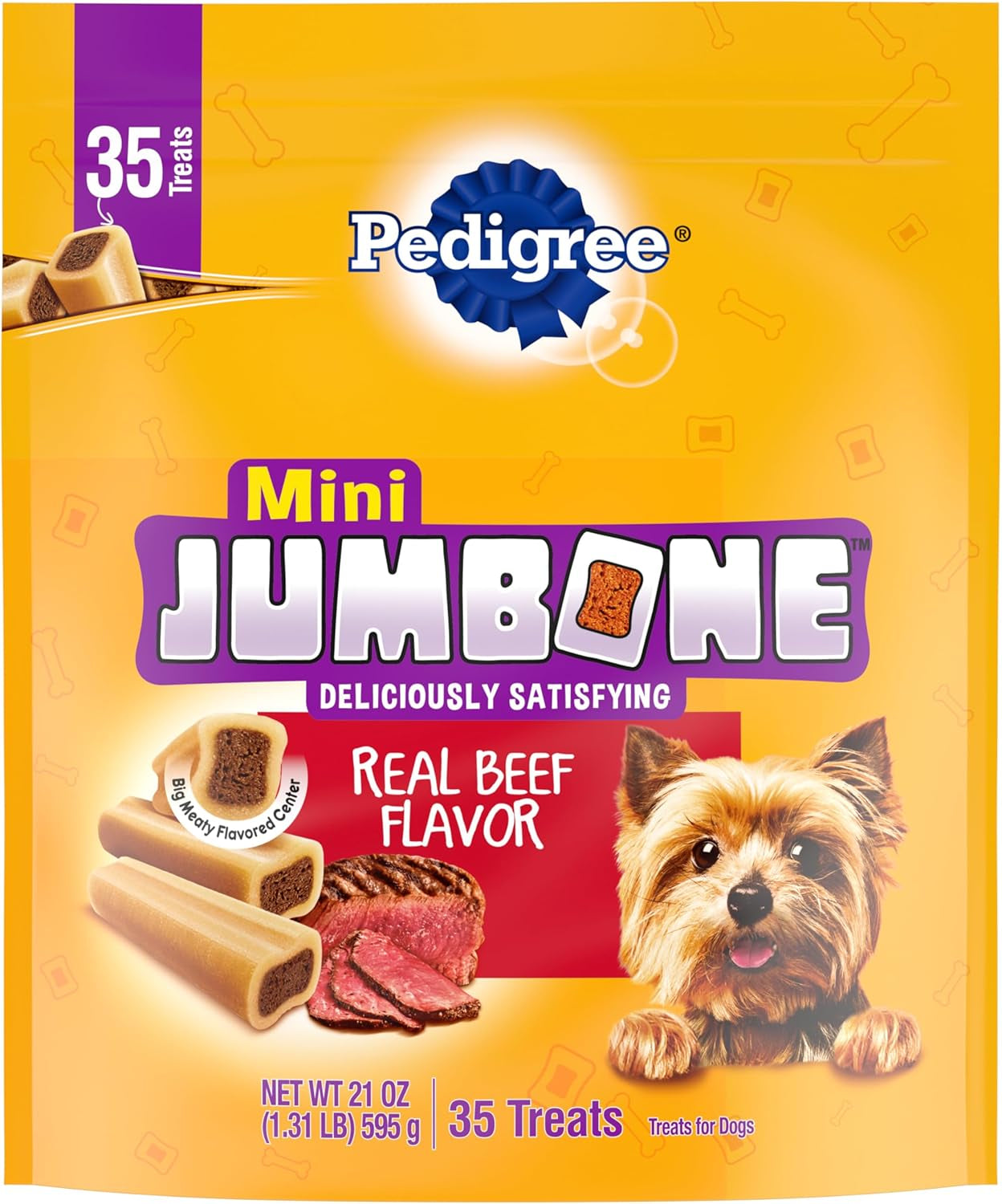 Mini Jumbone Small Dog Treats, Beef Flavor, 21 Oz. Bag (35 Treats)