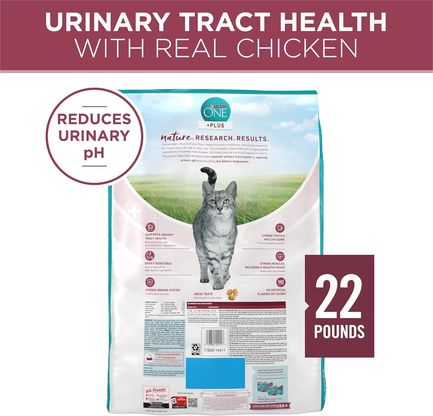 High Protein Dry Cat Food, +Plus Urinary Tract Health Formula - 22 Lb. Bag