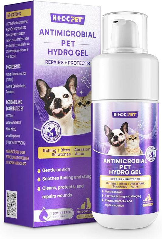 Dog Wound Care Hydro Gel, Heals Wounds, Soothes Inflammation, Prevents Infection, Treats Bites, Scratches & Skin Ulcers, Cat Wound Care Solution, Horses First Aid Kits, 3.4 Ounces
