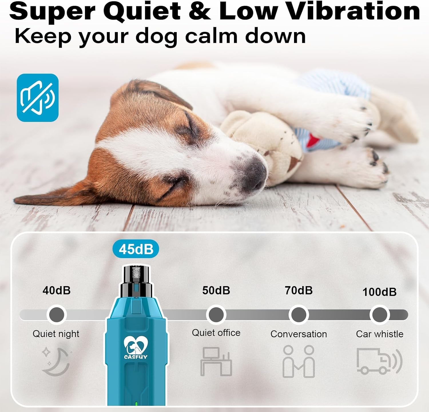 6-Speed Dog Nail Grinder - Newest Enhanced Pet Nail Grinder Super Quiet Rechargeable Electric Dog Nail Trimmer Painless Paws Grooming & Smoothing Tool for Large Medium Small Dogs (Bright Blue)