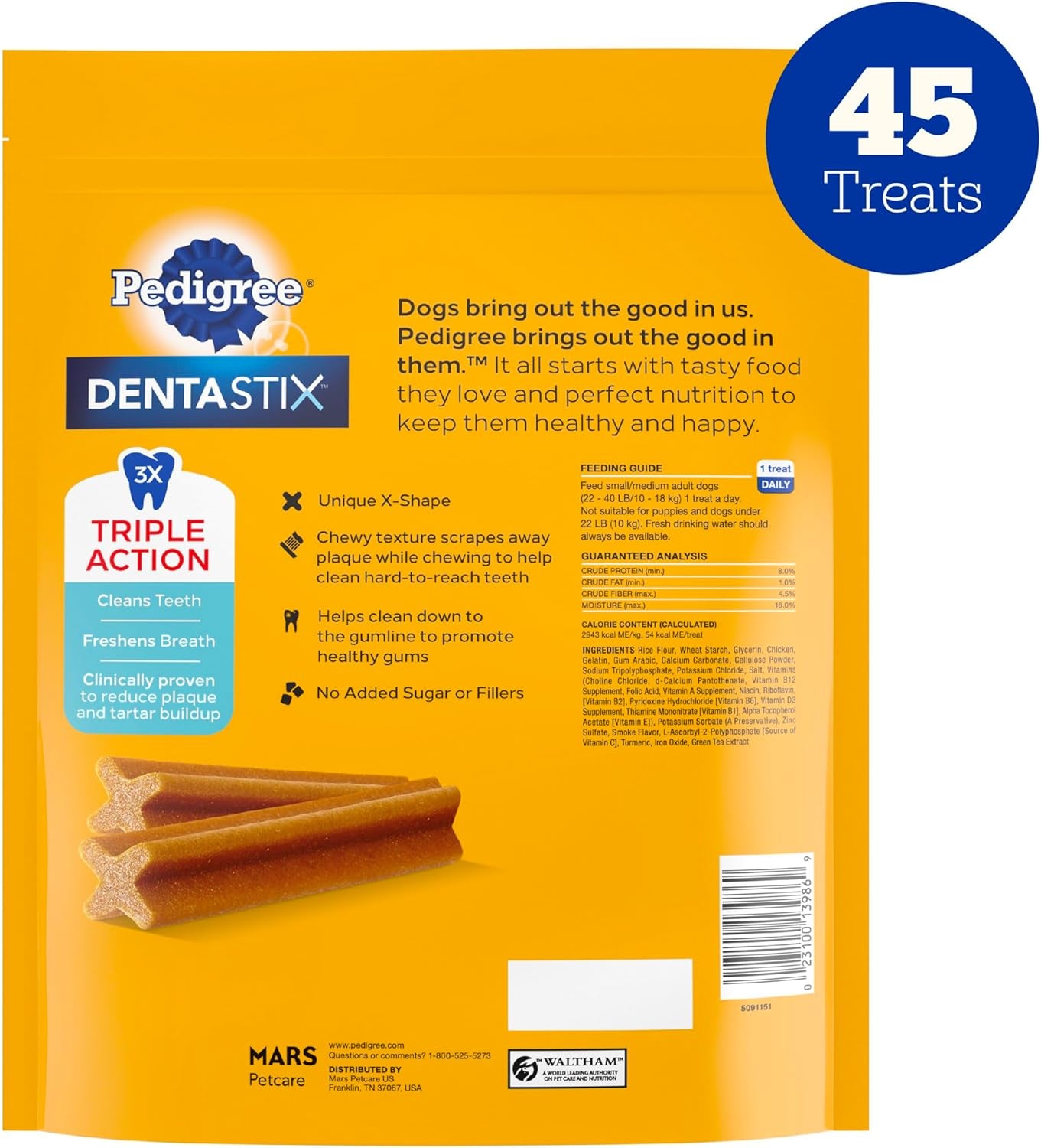 Dentastix Small & Medium Breed Dog Treats, Original with Real Chicken, 21.1 Oz. Bag (45 Treats)