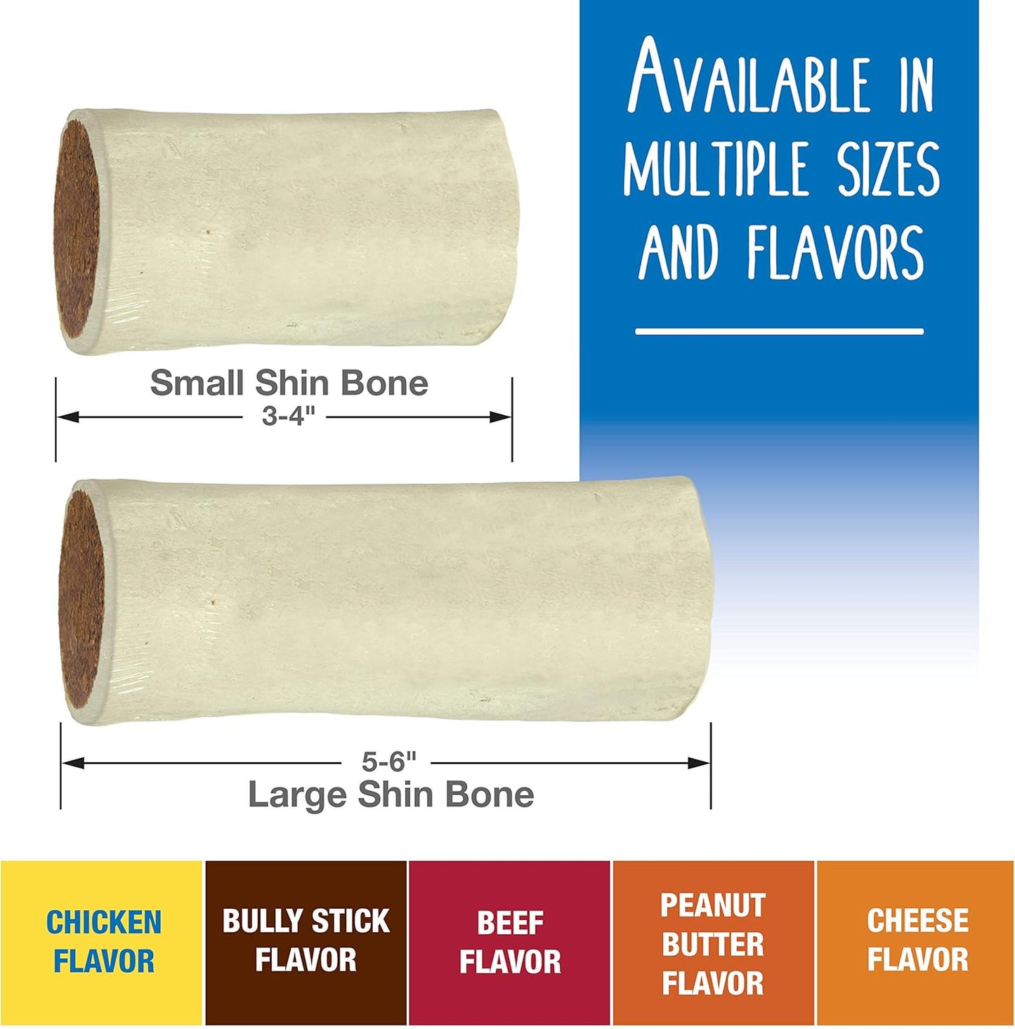 Stuffed Shin Bone - Highly Digestible, High Protein, Long-Lasting Dog Chew Bone for Aggressive Chewers, Supports Dental Health, - Peanut Butter Flavor, Large (1 Count)