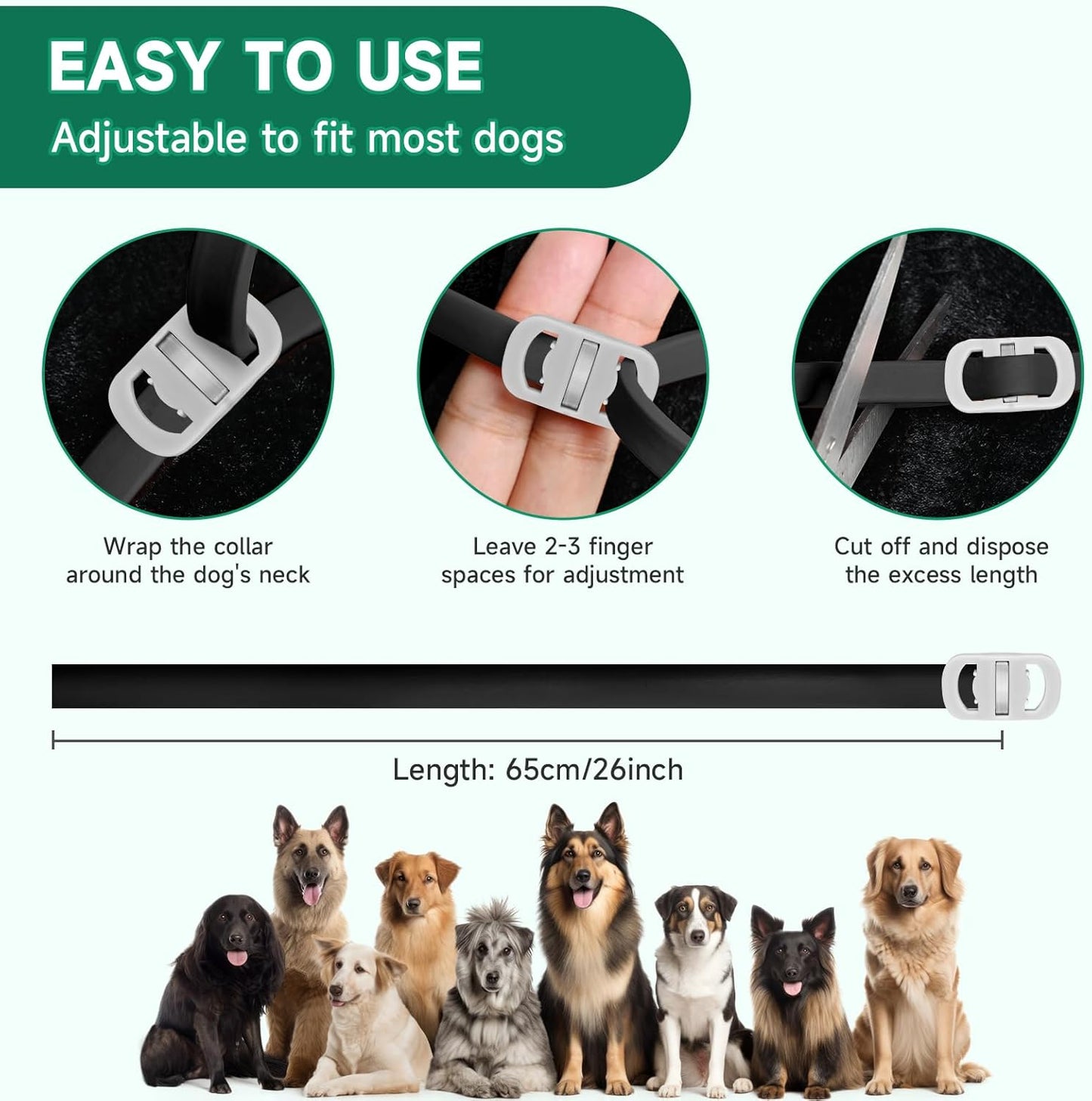 4 Pack Flea Collar for Dogs, 32 Months Flea and Tick Prevention for Dogs, Dog Flea and Tick Treatment, Adjustable Dog Flea and Tick Collar for All Breeds and Size, Black