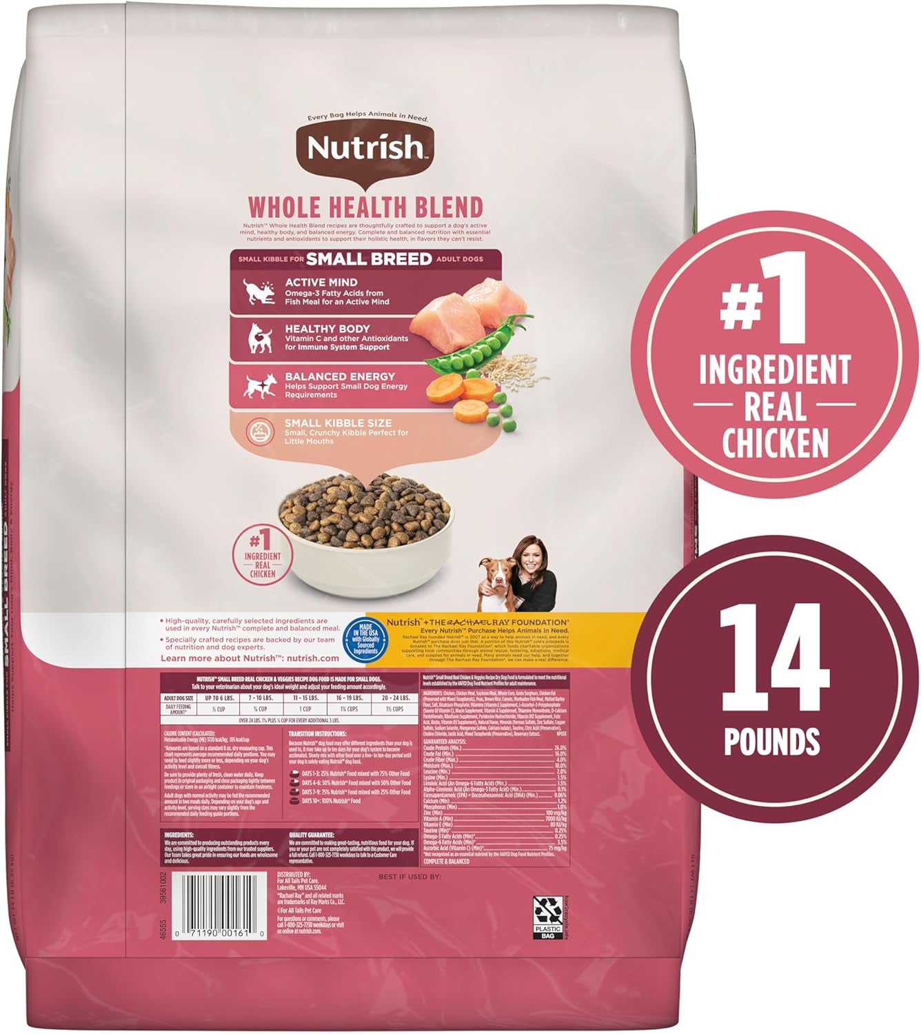 Small Breed Real Chicken & Veggies Recipe Whole Health Blend Dry Dog Food, 14 Lb. Bag, Packaging May Vary (Rachael Ray)