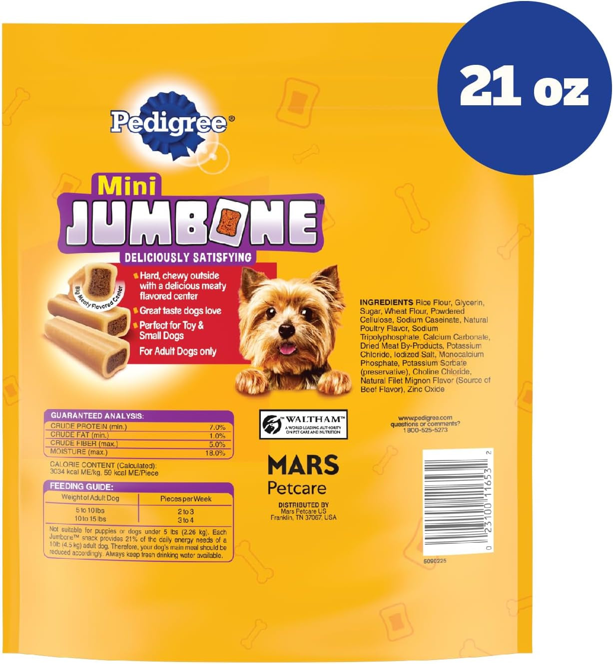 Mini Jumbone Small Dog Treats, Beef Flavor, 21 Oz. Bag (35 Treats)