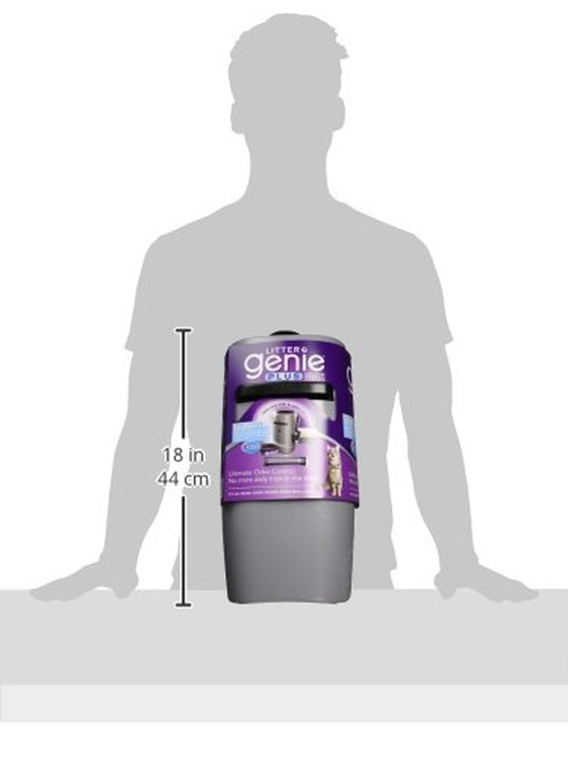plus Pail (Silver) | Cat Litter Box Waste Disposal System for Odor Control | Includes 1 Square Refill Bag