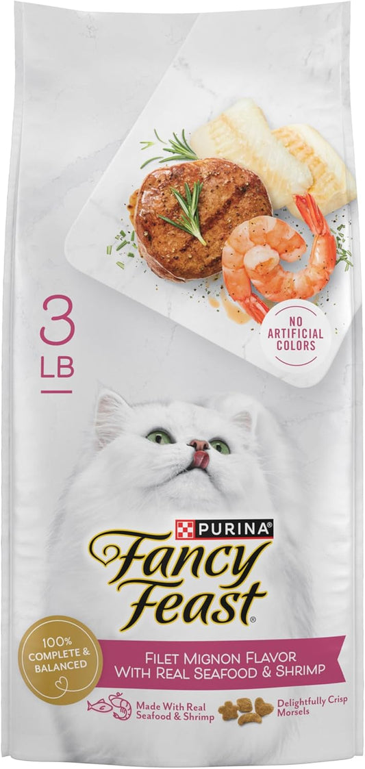 Purina  Dry Cat Food Filet Mignon Flavor with Seafood and Shrimp - 3 Lb. Bag