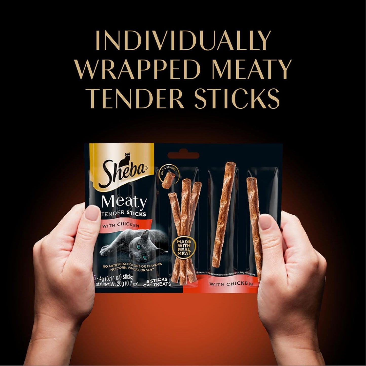 Meaty Tender Sticks Soft Cat Treats Chicken, Tuna, and Salmon Flavor, 0.14 Oz., 70 Sticks