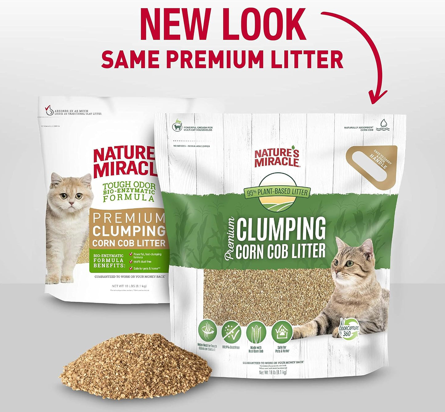Premium Clumping Corn Cob Litter, Tough Odor Bio-Enzymatic Formula, Dust Free