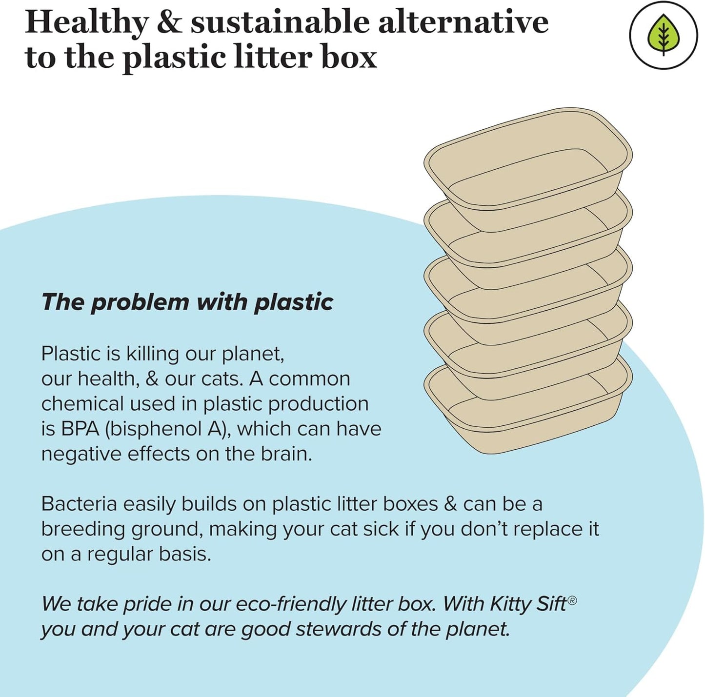 (6-Pack) Disposable Cat Litter Box, Sustainable, Clean - Large, 6-Pack