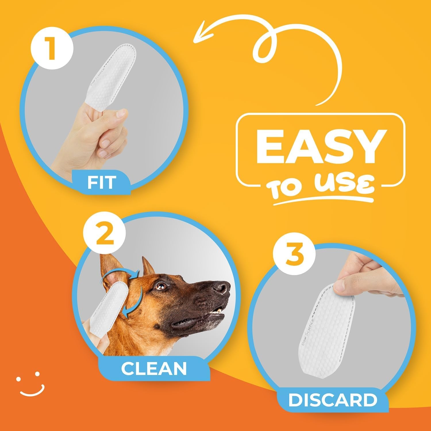 Dog Ear Cleaner Wipes – Finger Wipes for Dogs – Cleaning, Soothing, and Deodorizing Itchy Ears – Pet Ear Relief Solution - Coconut Scent