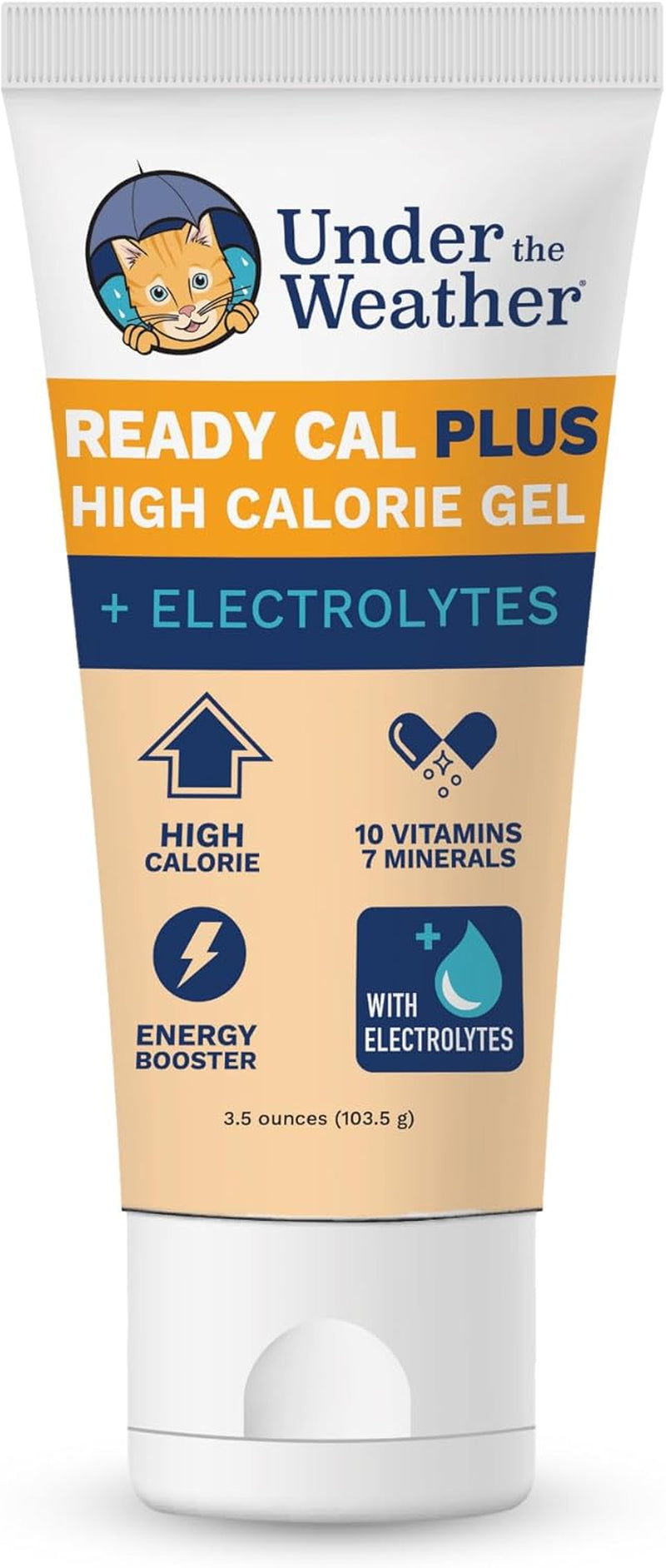 Pet Electrolytes Ready Cal plus Gel for Cats | Vet-Formulated High-Calorie Supplement for Cats & Kittens | Promotes Weight Gain & Boosts Energy for Sick Felines | 3.5 Oz Tube Pack