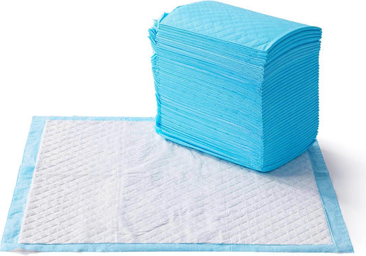 Heavy Duty Dog and Puppy Pee Pads, 5-Layer Leak-Proof Ultra Absorbent, Quick-Dry Surface, Potty Training, Regular (24X23"), 50 Count, Blue & White