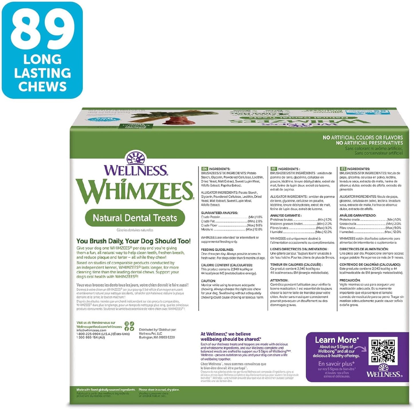 Wellness  Value Box Dog Dental Treats, Natural Chews, Small Size, (89 Count)
