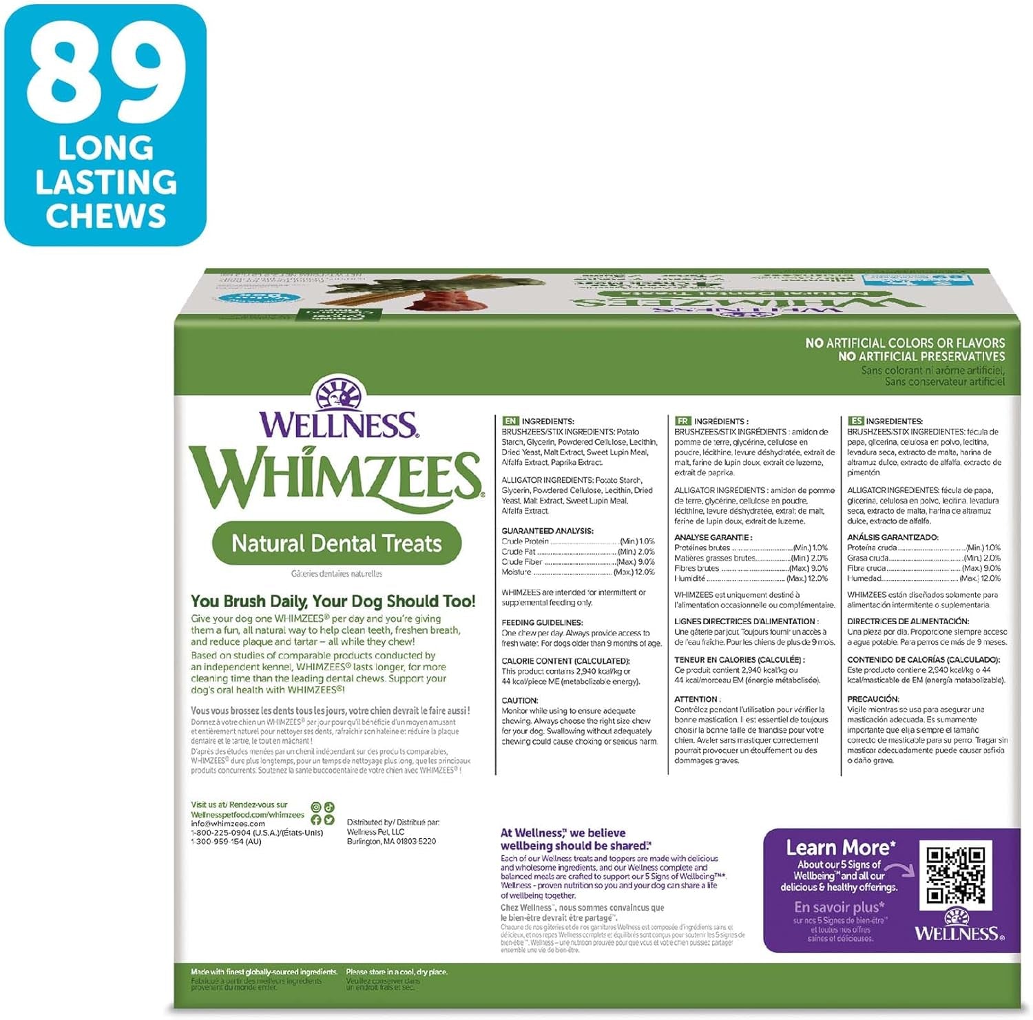 Wellness  Value Box Dog Dental Treats, Natural Chews, Small Size, (89 Count)