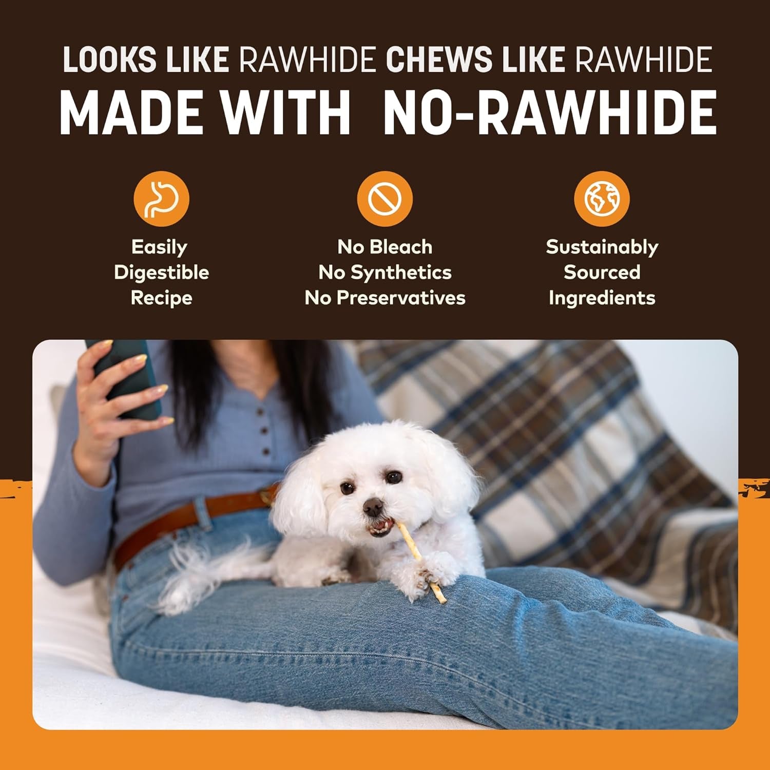 No Hide Stix - Long Lasting Rawhide Free Small Dog Chews Sticks, Chicken - 20 Count Value Pack