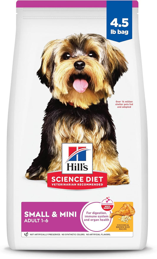 Small & Mini, Adult 1-6, Small & Mini Breeds Premium Nutrition, Dry Dog Food, Chicken & Brown Rice, 4.5 Lb Bag