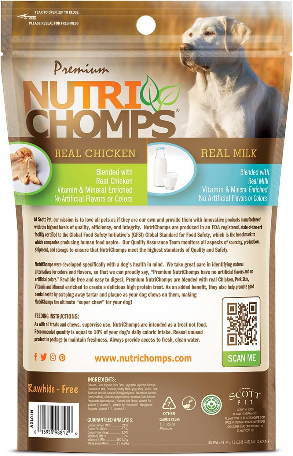 Nutrichomps Dog Chews, 6-Inch Braids, Easy to Digest, Long Lasting, Rawhide-Free Dog Treats, Healthy, 4 Count, Real Milk Flavor