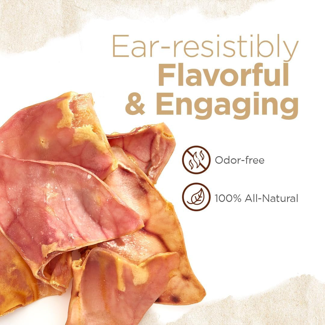 Pig Ears for Dogs (25 Pack), All-Natural Wholethick Pigs Ears, Single Ingredient & Highly Digestible, Better than Rawhide- Dog Snacks, Dog Pig Ears for Puppy, Medium & Large Dogs