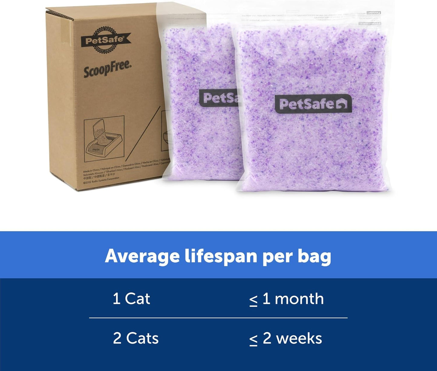 Scoopfree Premium Crystal Cat Litter - Outperforms Clay Litter - Less Tracking, Dust for a Fresh Home - Non-Clumping - Two 4.3 Lb Bags of Litter (8.6 Lb Total) - Lavender