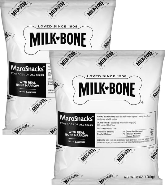 Marosnacks Dog Treats, 38 Ounce Refill Packs (Pack of 2) with Real Bone Marrow and Calcium