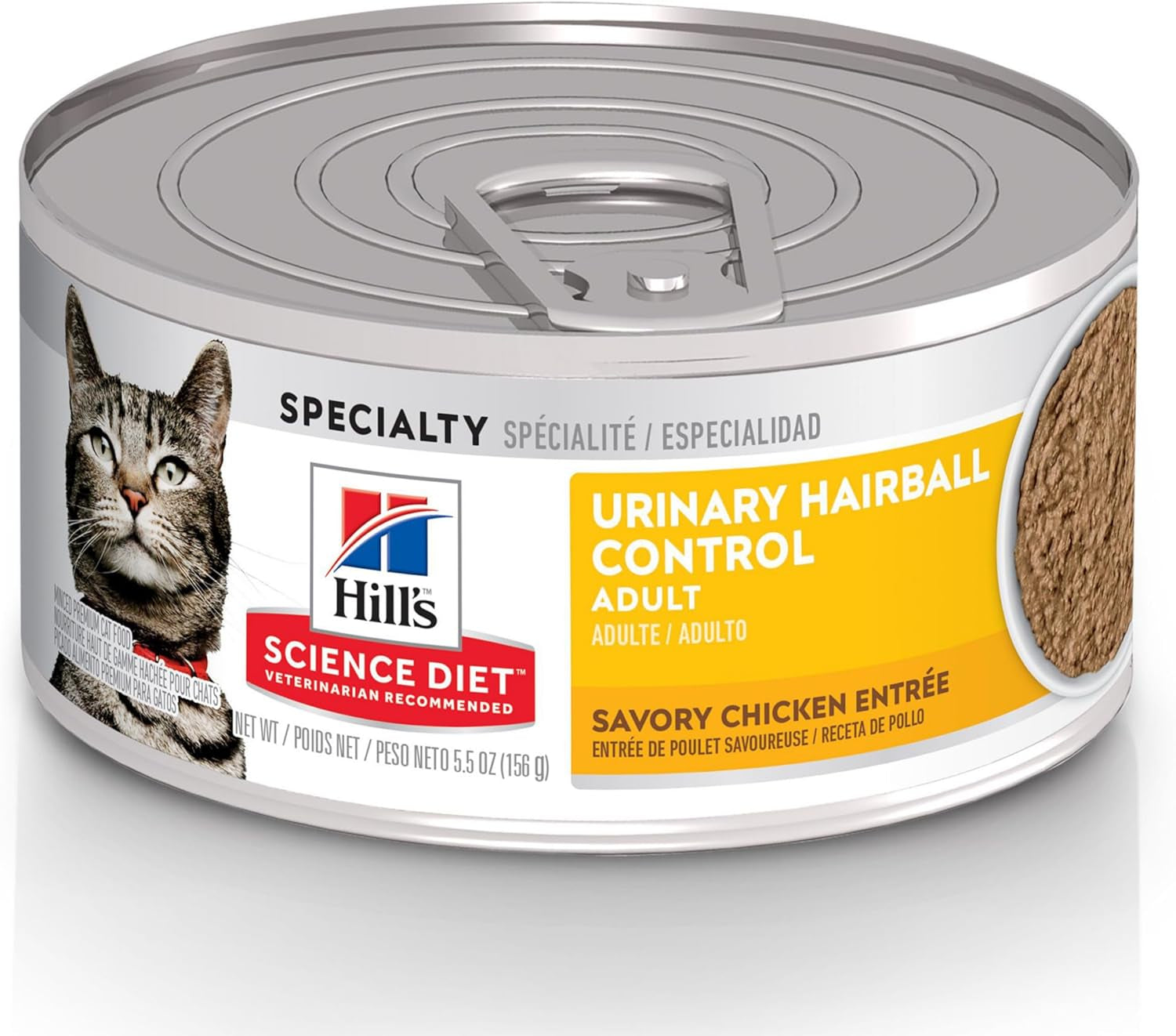 Urinary Hairball Control, Adult 1-6, Urinary Track Health & Hairball Control Support, Wet Cat Food, Chicken Minced, 5.5 Oz Can, Case of 24