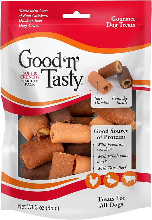 Good ‘N’ Tasty Soft and Crunchy Variety Pack, 3 Ounces, Treats for Dogs