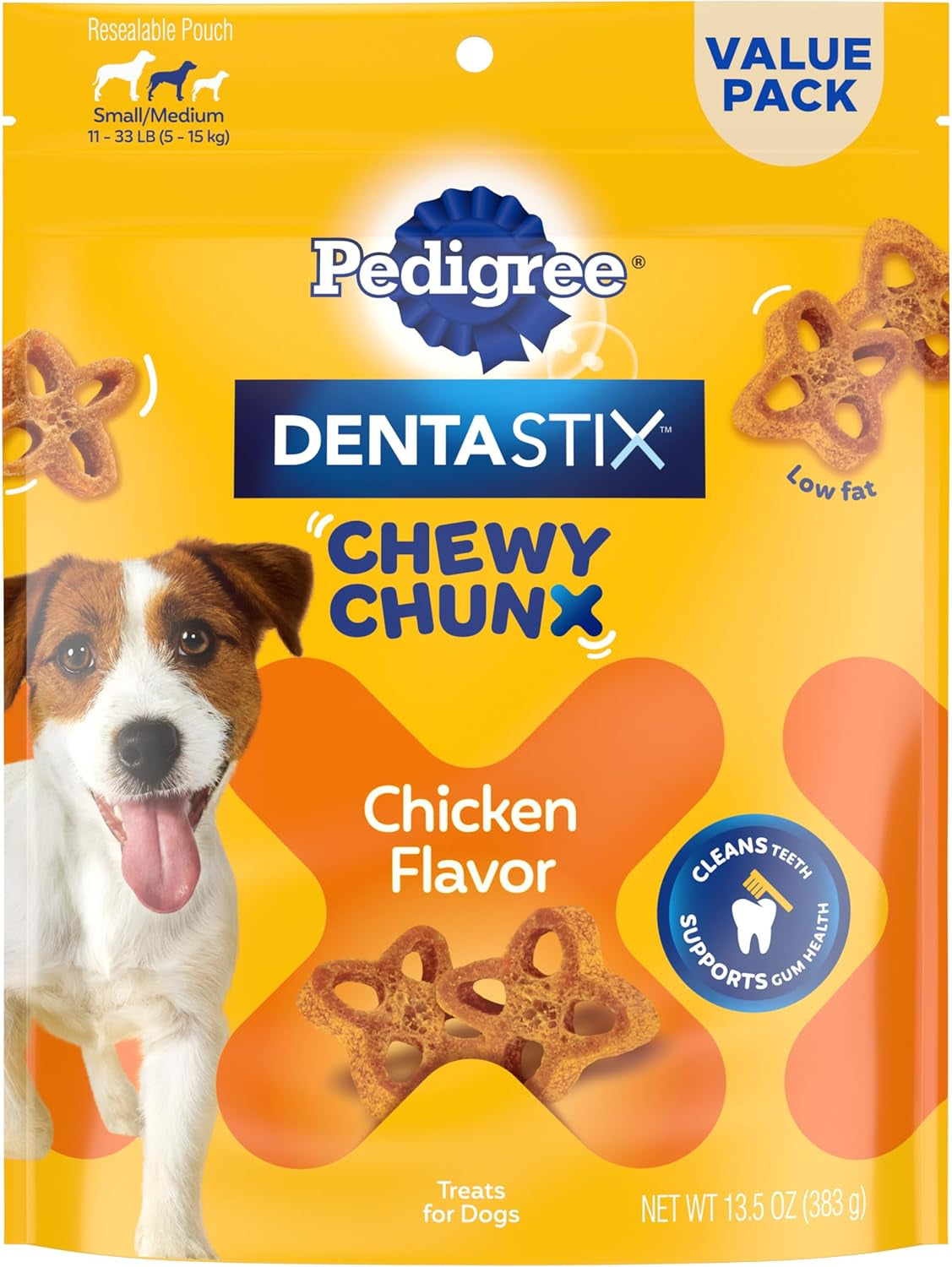 Dentastix Chewy Chunx Small & Medium Dog Treats Chicken Flavor, 13.5 Oz. Bag
